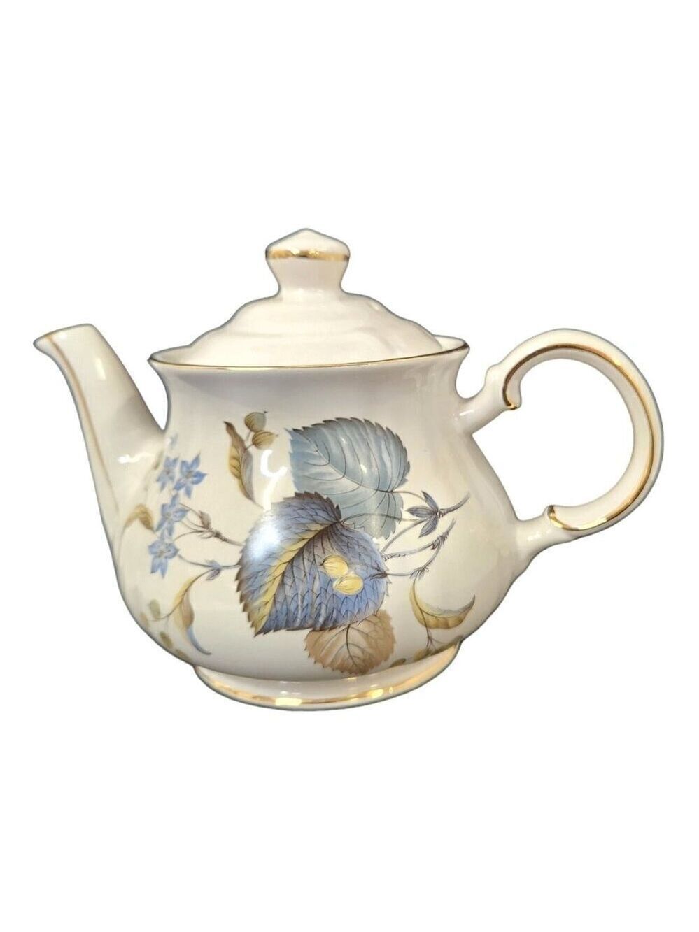 Vintage Royal Oak Floral Porcelain Teapot With Gold Trim